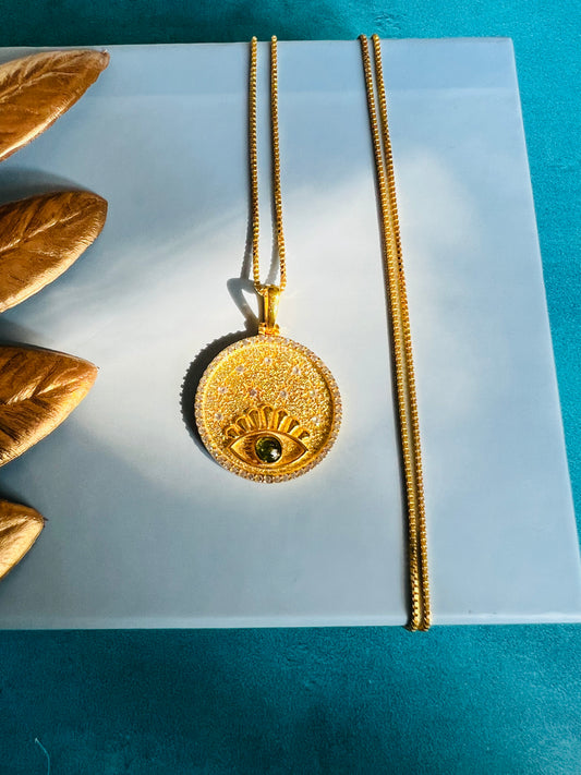 Third Eye Open Gold Necklace