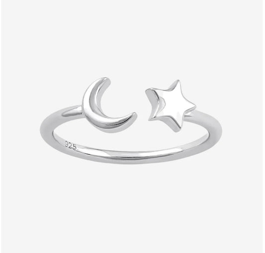 Moon and Star Ring