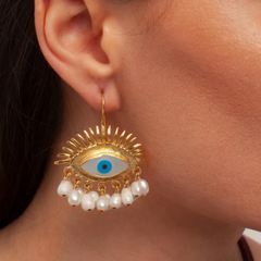 Luxe Evil Eye Pearl Earrings