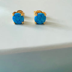 Blue Opal Studs (Gold)