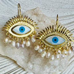 Luxe Evil Eye Pearl Earrings