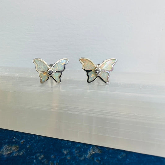 Snowy Butterfly Studs