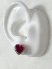 Ruby Heart Earrings