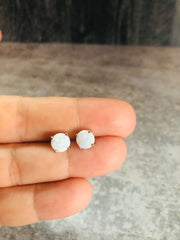 White Opal Studs