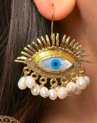 Luxe Evil Eye Pearl Earrings
