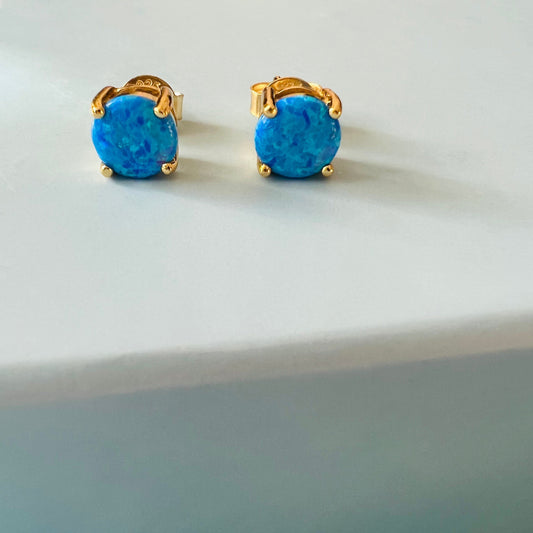 Blue Opal Studs (Gold)
