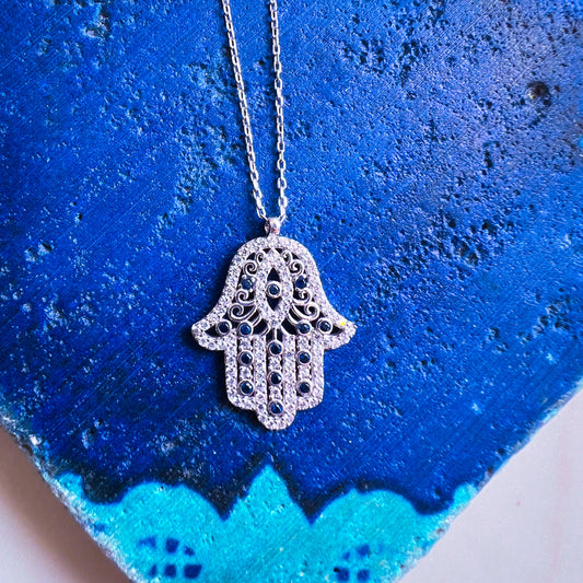 Hamsa Silver Necklace