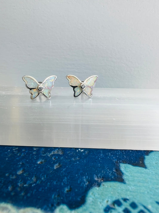 Snowy Butterfly Studs