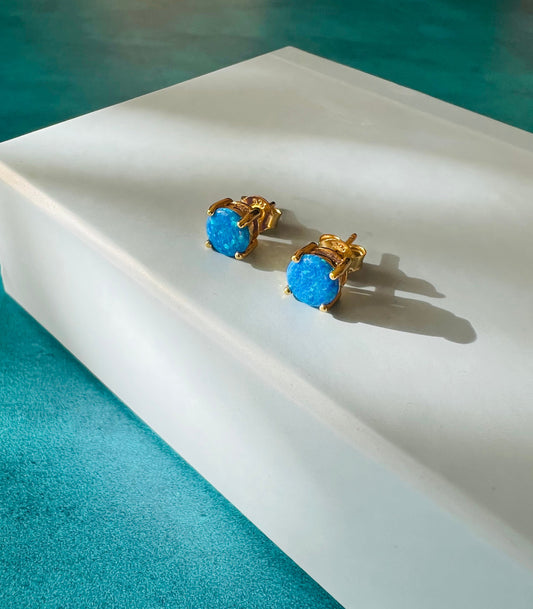 Blue Opal Studs (Gold)