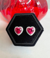 Ruby Heart Earrings