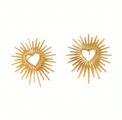 Heart Rays Earrings (Gold)