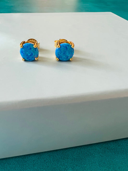 Blue Opal Studs (Gold)