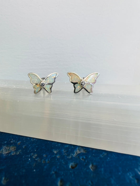 Snowy Butterfly Studs