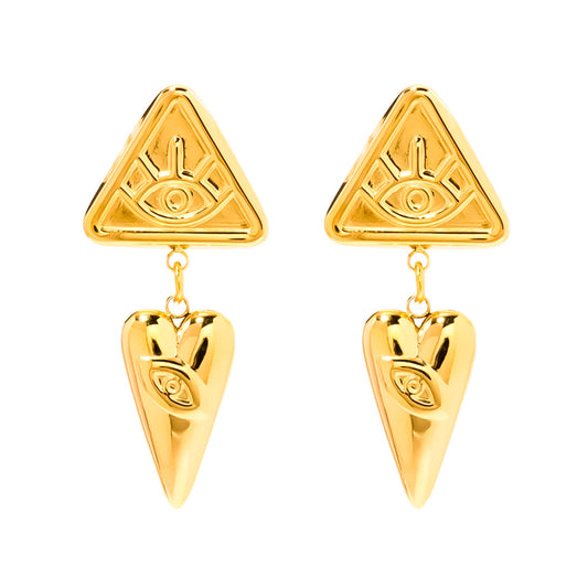 Golden Gaze Heart Earrings